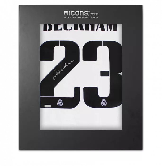 icons David Beckham Back Signed Real Madrid 2022-23 Home Shirt In Deluxe Packaging