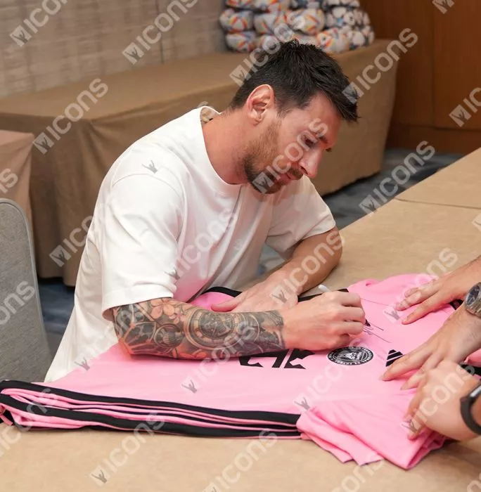 Icons David Beckham & Lionel Messi Dual Front Signed Inter Miami CF 2024-25 Home Shirt In Classic Frame