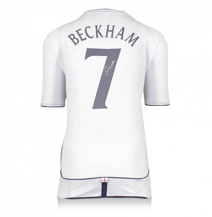 Icons David Beckham Official 2002 FIFA World Cup™ Back Signed And Framed England 2002 Home Shirt
