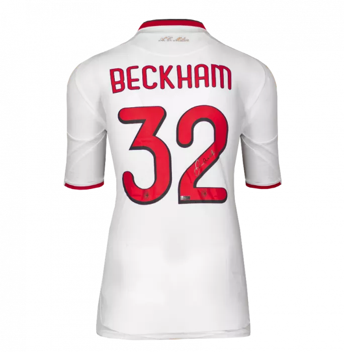 Icons David Beckham Official AC Milan Back Signed And Framed 2009-10 Away Shirt