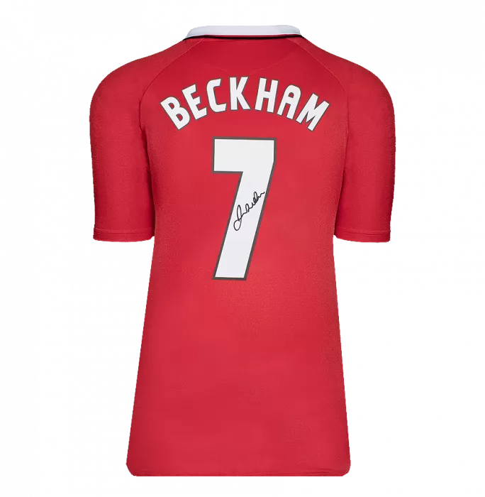 Icons David Beckham Official UEFA Champions League Back Signed And Hero Framed Manchester United 1999 Home Shirt