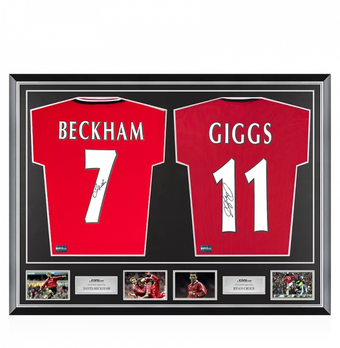 Icons David Beckham & Ryan Giggs Signed Manchester United Shirts In Classic Dual Frame
