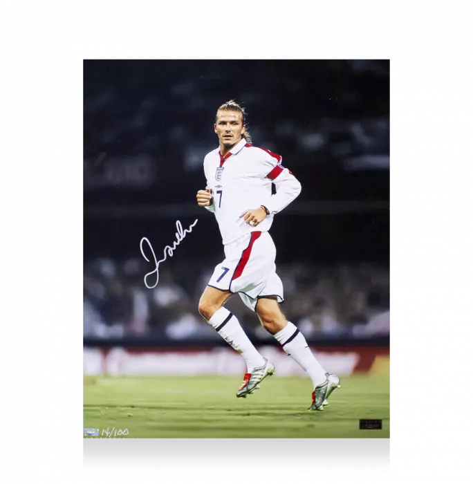 Icons David Beckham Signed England Photo: Three Lions Legend