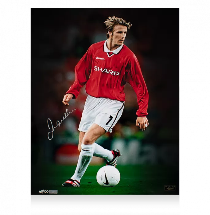 icons David Beckham Signed Manchester United Photo: 1999 UEFA Champions League Final