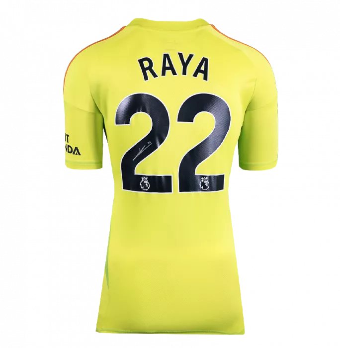 Icons David Raya Back Signed Arsenal 2024-25 Home Goalkeeper Shirt In Hero Frame: Option 1