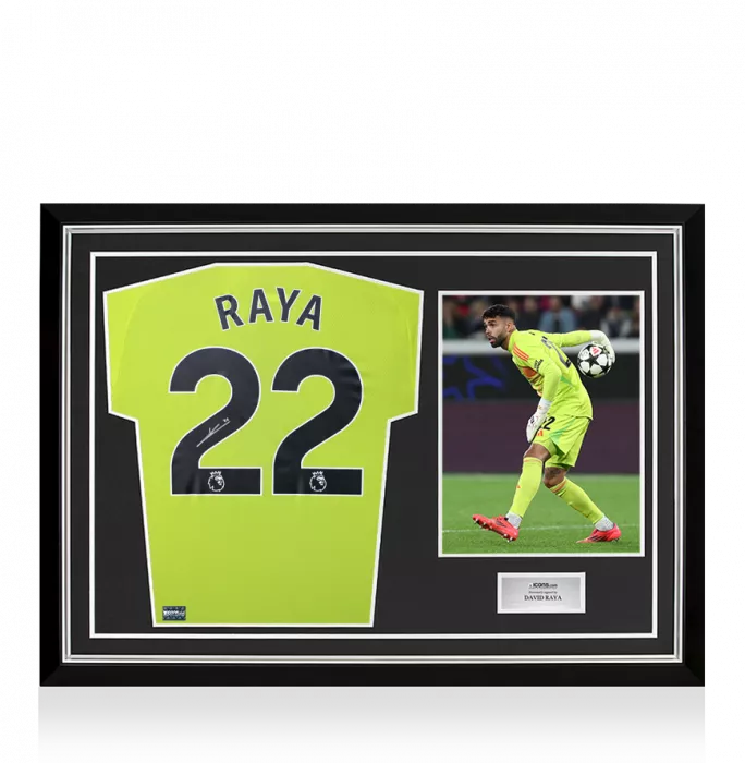 icons David Raya Back Signed Arsenal 2024-25 Home Goalkeeper Shirt In Hero Frame: Option 1