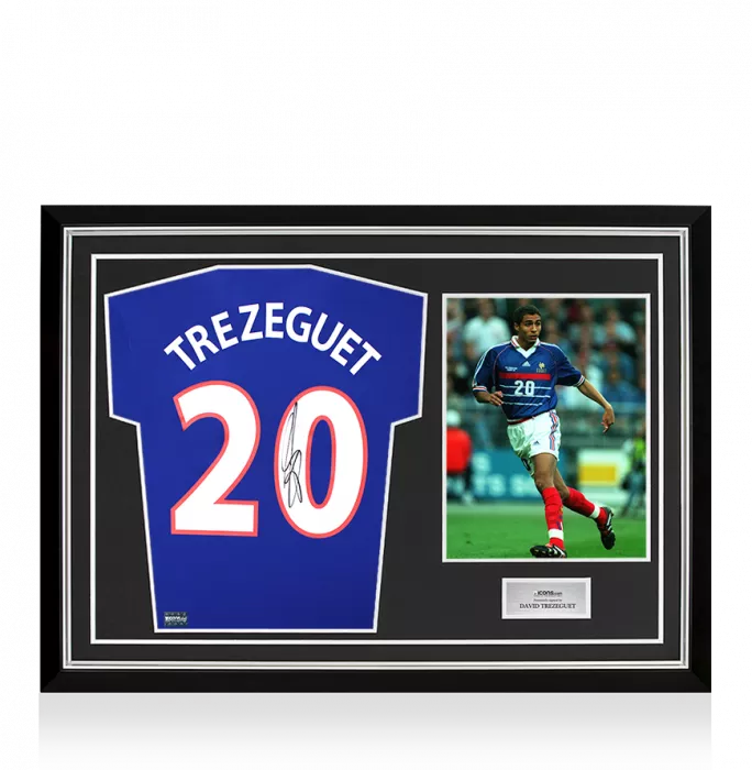 icons David Trezeguet Back Signed France 2024 Home Shirt In Hero Frame: Option 1