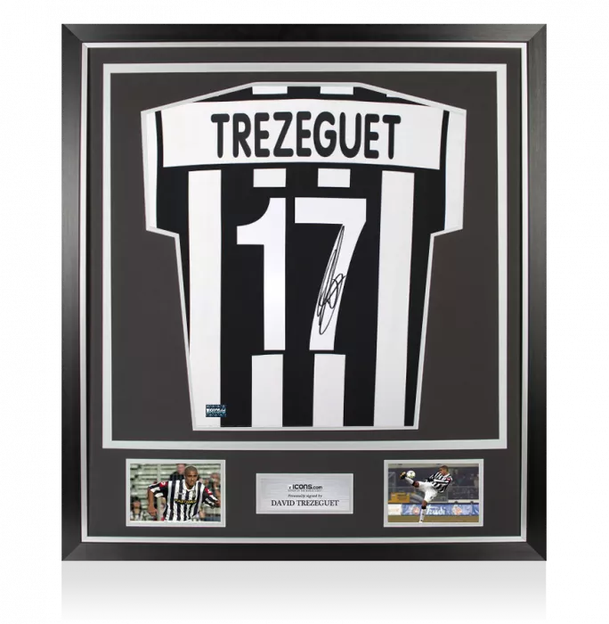 icons David Trezeguet Back Signed Juventus 2001-02 Home Shirt In Classic Frame
