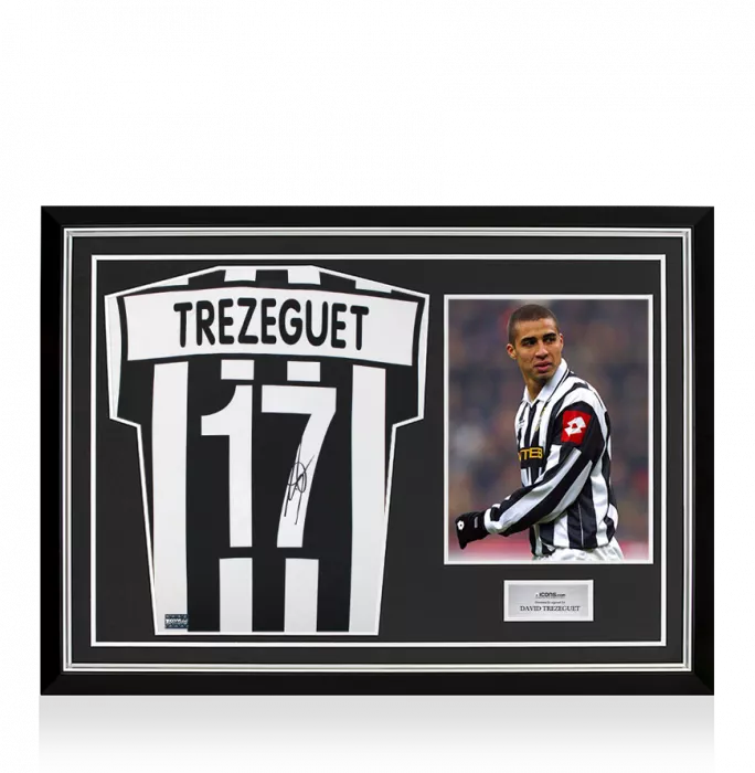 icons David Trezeguet Back Signed Juventus 2001-02 Home Shirt In Hero Frame: Option 1