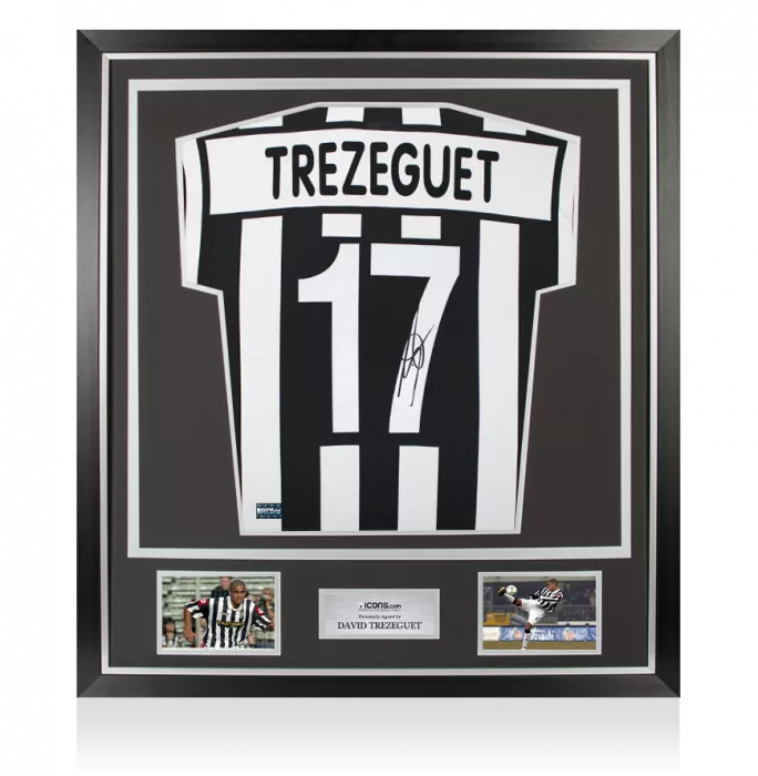 icons David Trezeguet Back Signed Juventus 2001-02 Home Shirt In Classic Frame
