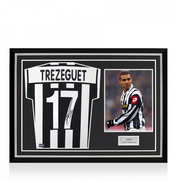 icons David Trezeguet Back Signed Juventus 2001-02 Home Shirt In Hero Frame: Option 1