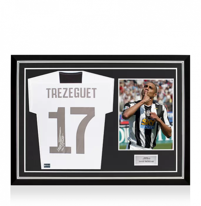icons David Trezeguet Back Signed Juventus 2018-19 Home Shirt With Fan Style Numbers In Hero Frame: Option 1