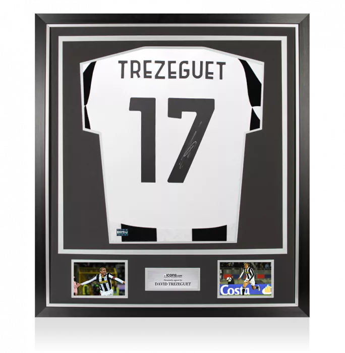 icons David Trezeguet Back Signed Juventus 2024-25 Home Shirt with Fan Style Numbers In Classic Frame