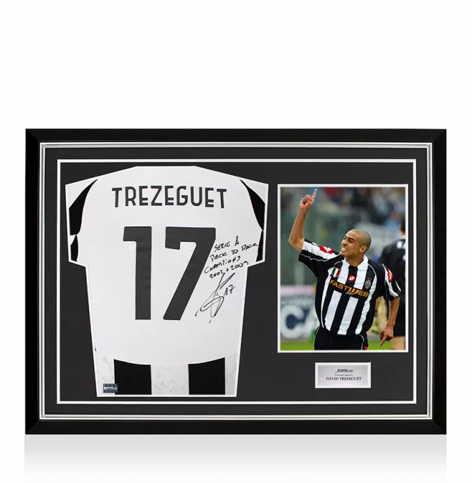 icons David Trezeguet Back Signed Juventus 2024-25 Home Shirt - Serie A Back to Back Champions 2002-2003 Inscription In Hero Frame: Option 1