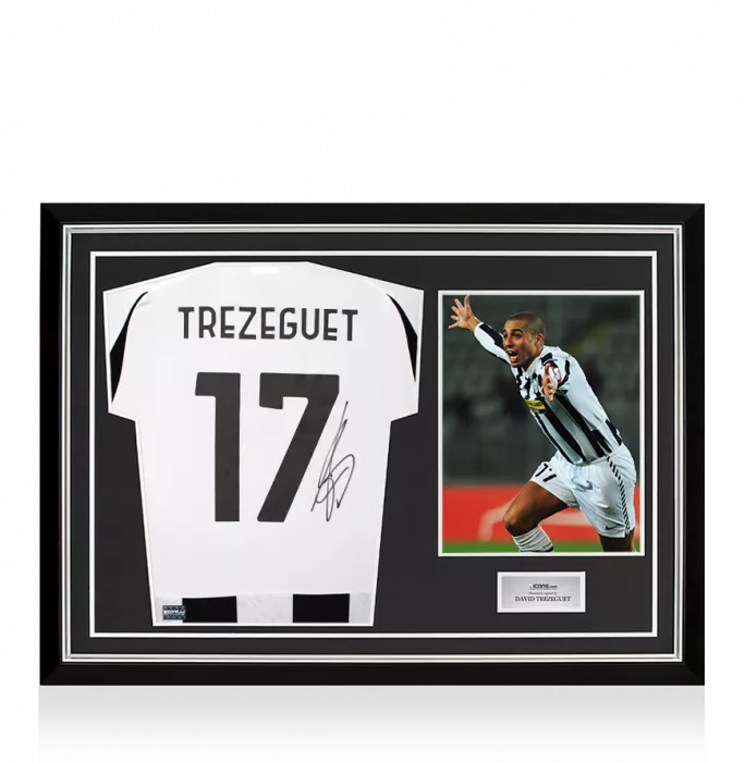 icons David Trezeguet Back Signed Juventus 2024-25 Home Shirt with Fan Style Numbers In Hero Frame: Option 1