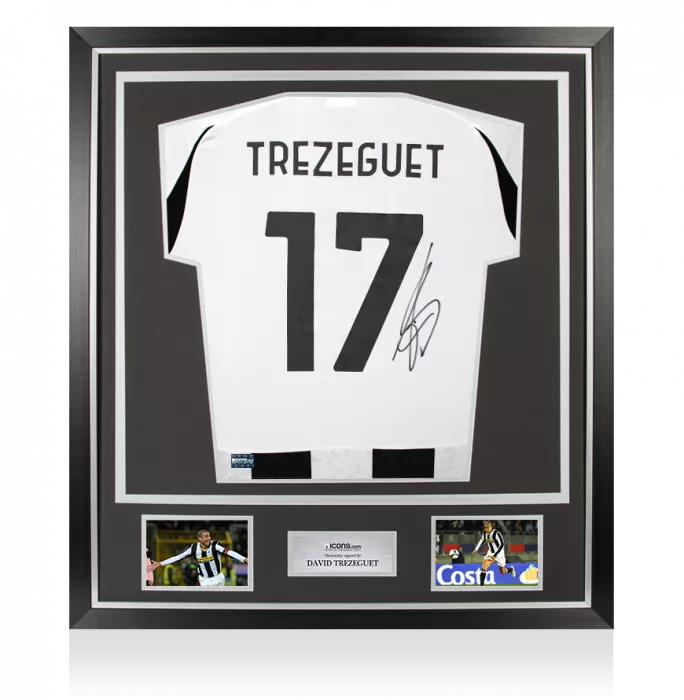 icons David Trezeguet Back Signed Juventus 2024-25 Home Shirt with Fan Style Numbers In Classic Frame