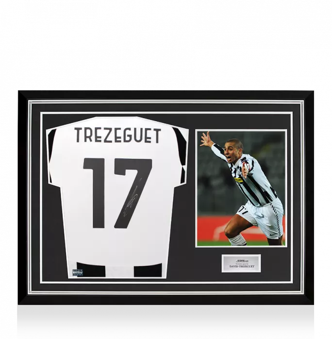 icons David Trezeguet Back Signed Juventus 2024-25 Home Shirt with Fan Style Numbers In Hero Frame: Option 1