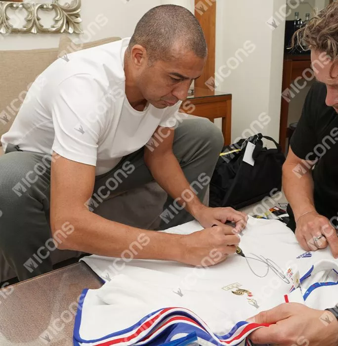 Icons David Trezeguet Front Signed France 2000-02 Away Shirt In Classic Frame