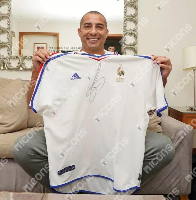 Icons David Trezeguet Front Signed France 2000-02 Away Shirt In Hero Frame: Option 1