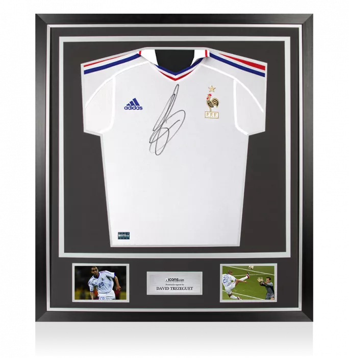 icons David Trezeguet Front Signed France 2000-02 Away Shirt In Classic Frame