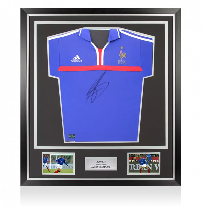 icons David Trezeguet Front Signed France 2000-02 Home Shirt In Classic Frame