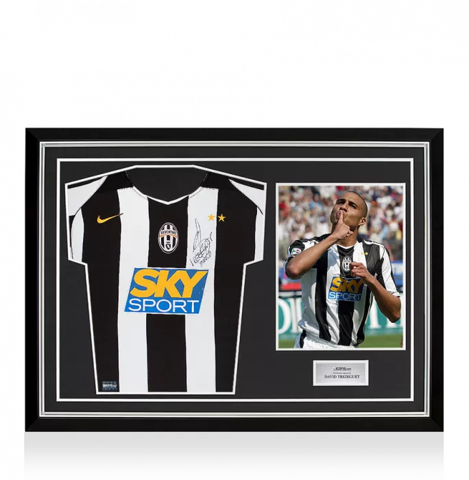 icons David Trezeguet Front Signed Juventus 2004-05 Home Shirt In Hero Frame: Option 1