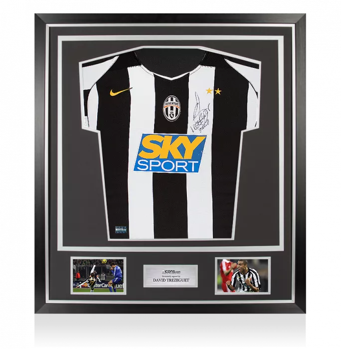 icons David Trezeguet Front Signed Juventus 2004-05 Home Shirt In Classic Frame