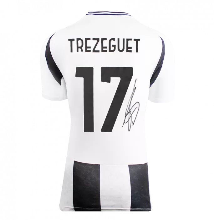 Icons David Trezeguet Official UEFA Champions League Back Signed And Hero Framed Juventus 2024-25 Home Shirt With Fan Style Numbers