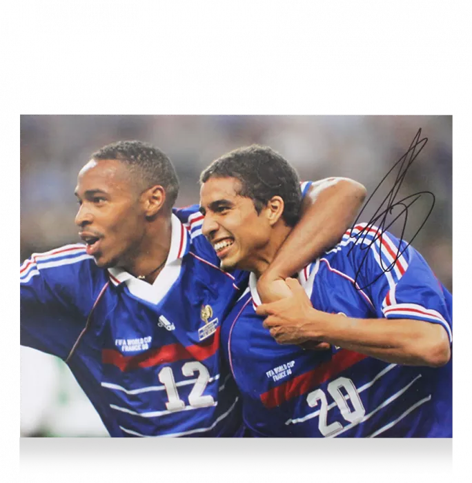 Icons David Trezeguet Signed France Photo In Black Wooden Frame