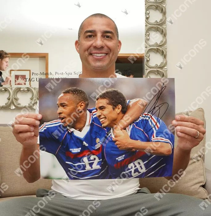 Icons David Trezeguet Signed France Photo In Black Wooden Frame