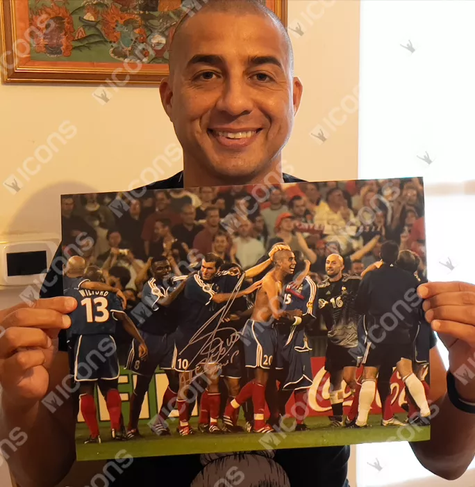 Icons David Trezeguet Signed France Photo In Black Wooden Frame: UEFA EURO 2000 Winner