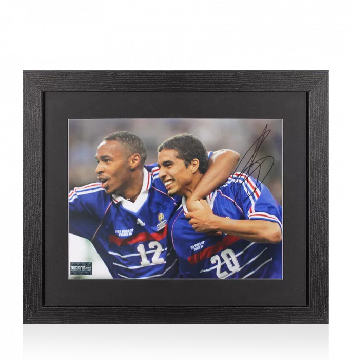 icons David Trezeguet Signed France Photo In Black Wooden Frame
