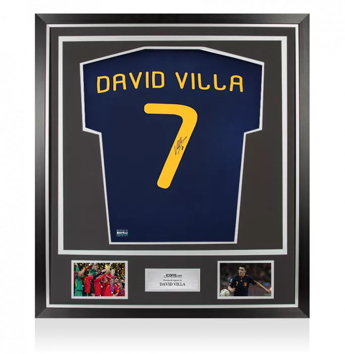 icons David Villa Back Signed Spain 2010 Away Shirt In Classic Frame