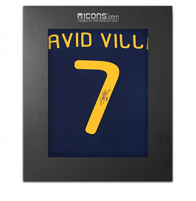 icons David Villa Back Signed Spain 2010 Away Shirt In Deluxe Packaging