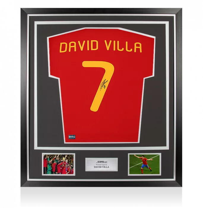 icons David Villa Back Signed Spain 2010 Home Shirt In Classic Frame