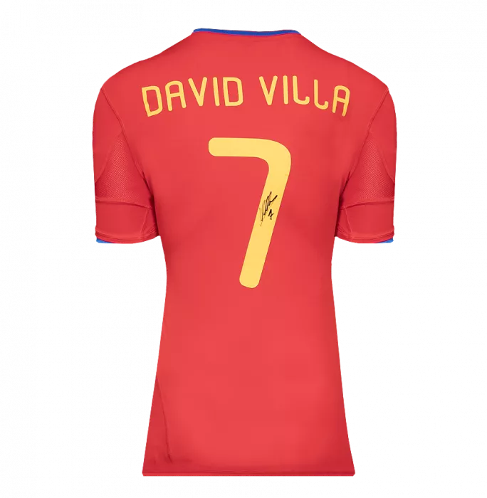 Icons David Villa Back Signed Spain 2010 Home Shirt In Hero Frame: Option 1