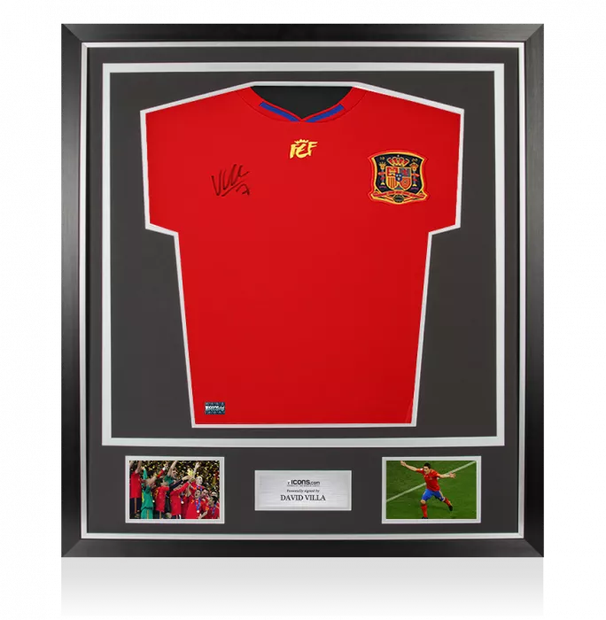 icons David Villa Front Signed Spain 2010 Home Shirt In Classic Frame