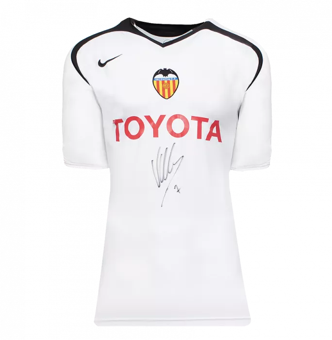 Icons David Villa Front Signed Valencia CF 2005-06 Home Shirt In Hero Frame: Option 1