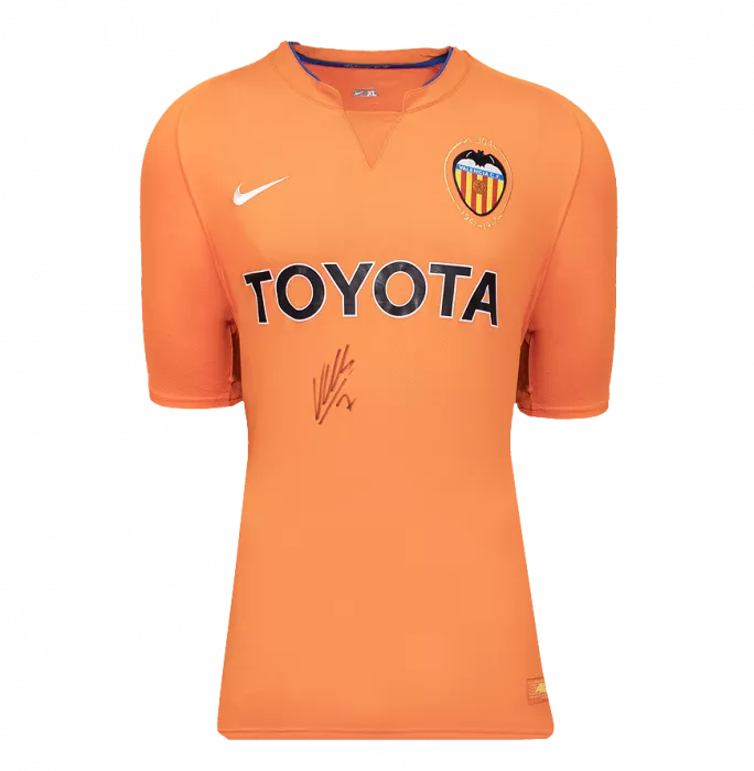 Icons David Villa Front Signed Valencia CF 2007-08 Away Shirt In Classic Frame
