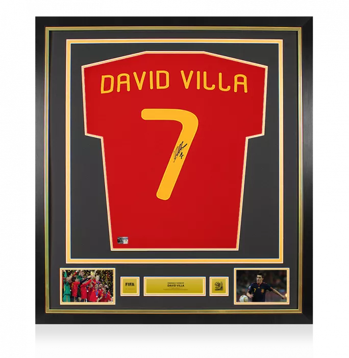 icons David Villa Official 2010 FIFA World Cup™ Back Signed and Framed Spain 2010 Home Shirt