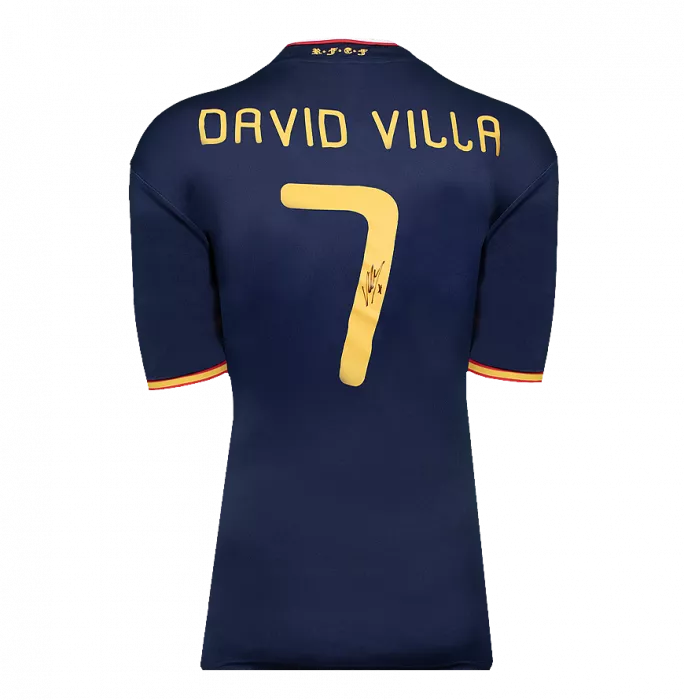 Icons David Villa Official 2010 FIFA World Cup™ Back Signed And Framed Spain 2010 Away Shirt