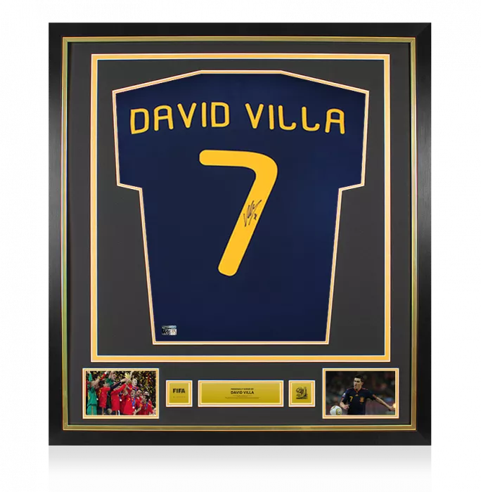 icons David Villa Official 2010 FIFA World Cup™ Back Signed and Framed Spain 2010 Away Shirt