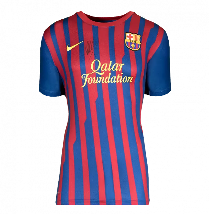 Icons David Villa Official FC Barcelona Front Signed And Framed 2011-12 Home Shirt