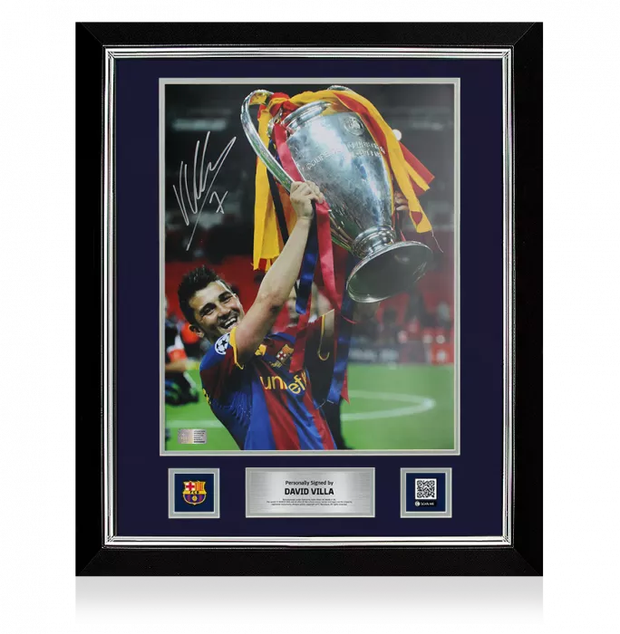 icons David Villa Official FC Barcelona Signed and Framed Photo: 2011 UEFA Champions League Winner