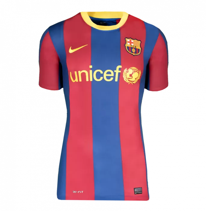 Icons David Villa Official UEFA Champions League Back Signed And Framed FC Barcelona 2010-11 Home Shirt With Fan Style Number