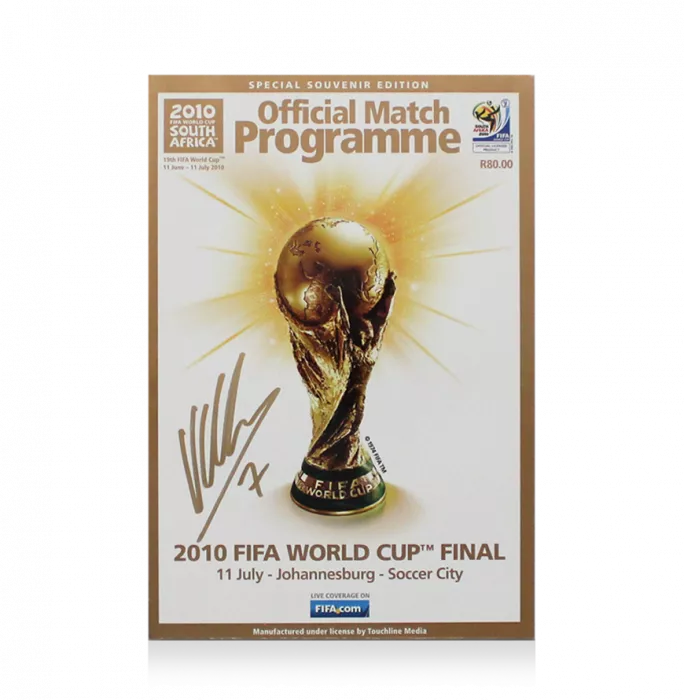 Icons David Villa Signed And Framed Programme: 2010 FIFA World Cup Final