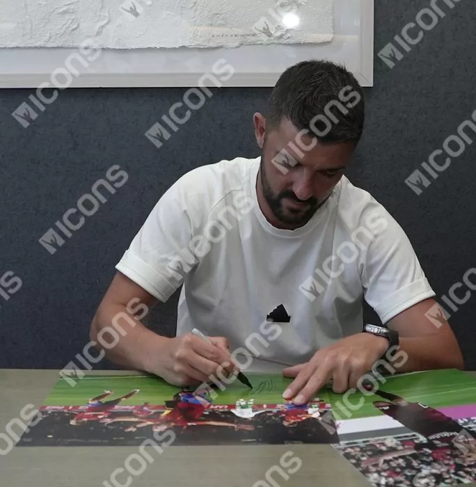 Icons David Villa Signed Spain Photo In Black Wooden Frame: FIFA World Cup Goal