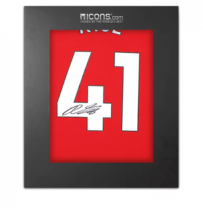 icons Declan Rice Back Signed Arsenal 2024-25 Home Shirt with Fan Style Numbers In Deluxe Packaging
