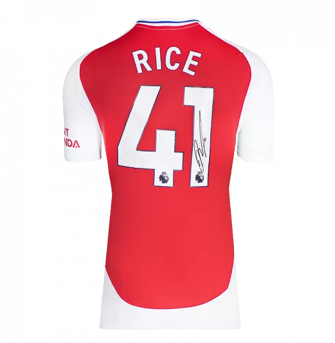 Icons Declan Rice Back Signed Arsenal 2024-25 Home Shirt In Classic Frame