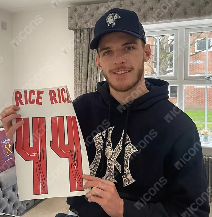 Icons Declan Rice Back Signed England 2020-21 Home Shirt